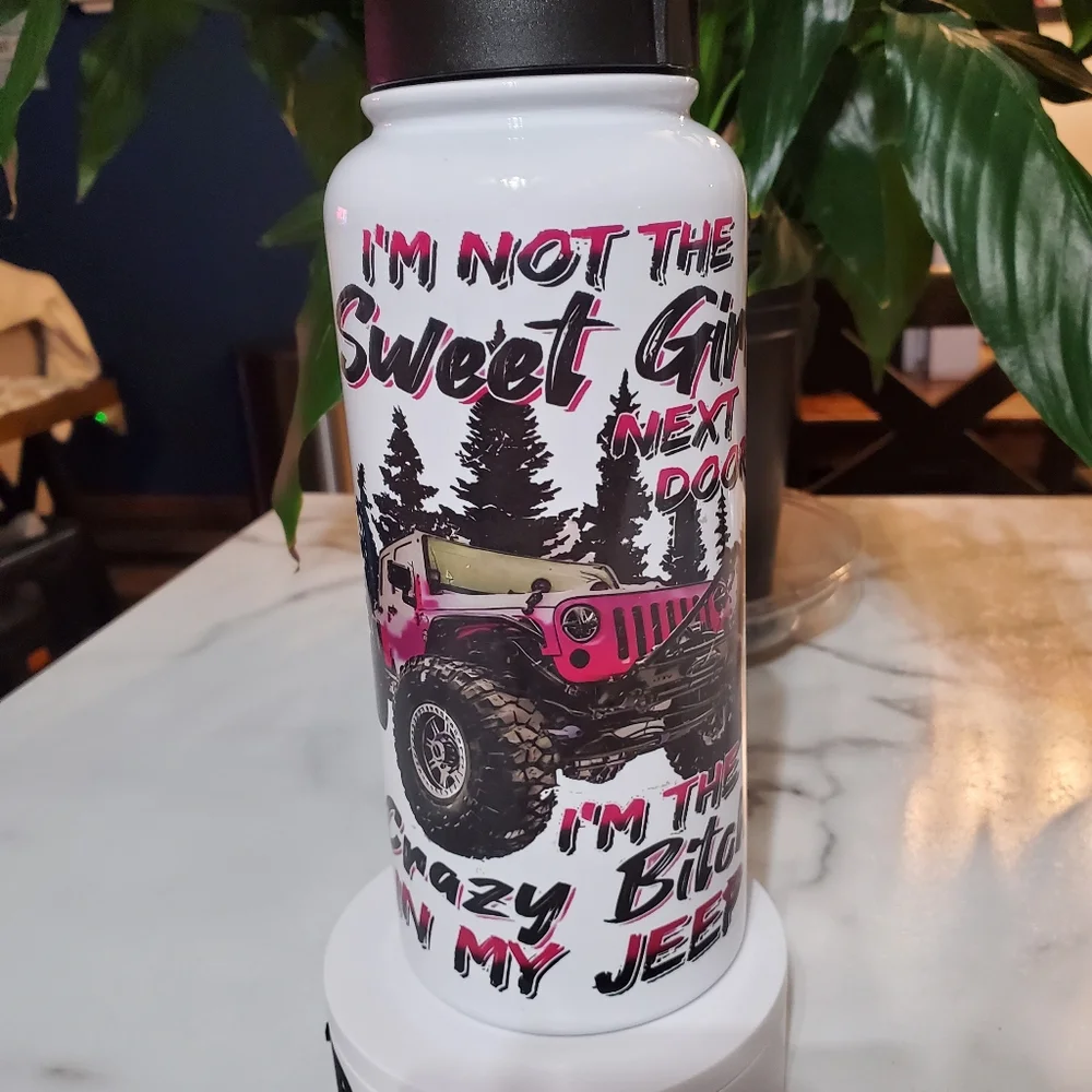 I'M THE Crazy BI*** IN MY JEEP 32oz Hydro Handle Bottle Tumbler 💜sale